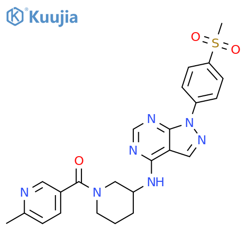 Methanone, (6-methyl-3-pyridinyl)[3-[[1-[4-(methylsulfonyl)phenyl]-1H-pyrazolo[3,4-d]pyrimidin-4-yl]amino]-1-piperidinyl]- structure