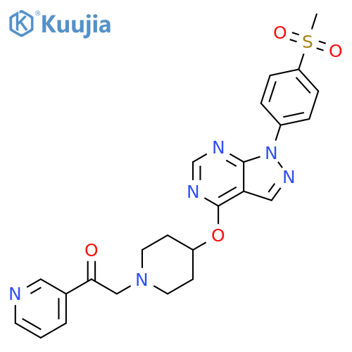Ethanone,2-[4-[[1-[4-(methylsulfonyl)phenyl]-1H-pyrazolo[3,4-d]pyrimidin-4-yl]oxy]-1-piperidinyl]-1-(3-pyridinyl)- structure