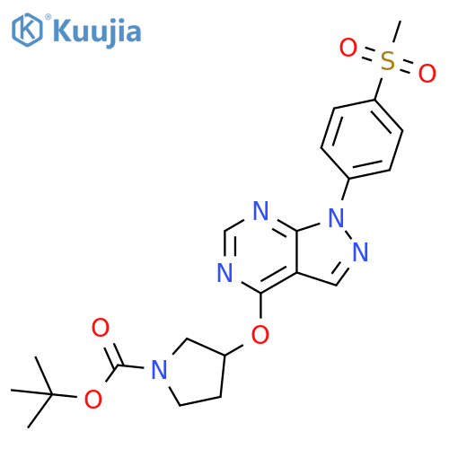 1-Pyrrolidinecarboxylic acid,3-[[1-[4-(methylsulfonyl)phenyl]-1H-pyrazolo[3,4-d]pyrimidin-4-yl]oxy]-,1,1-dimethylethyl ester structure