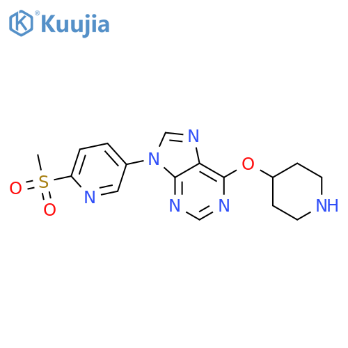 9H-Purine, 9-[6-(methylsulfonyl)-3-pyridinyl]-6-(4-piperidinyloxy)- structure