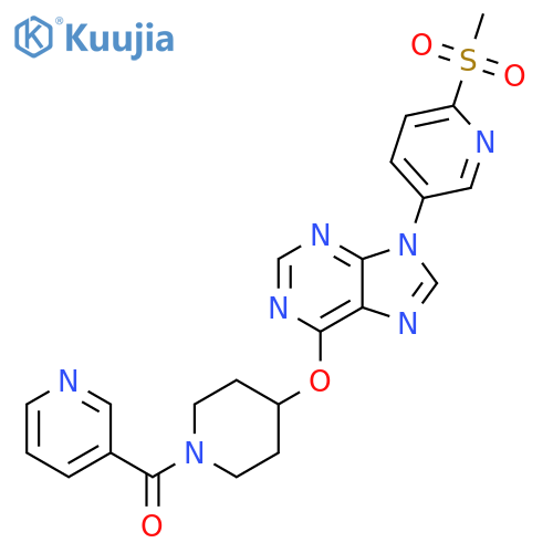 Piperidine,4-[[9-[6-(methylsulfonyl)-3-pyridinyl]-9H-purin-6-yl]oxy]-1-(3-pyridinylcarbonyl)- structure