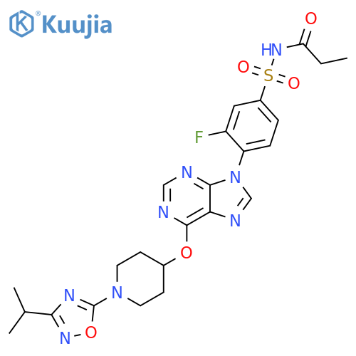 Propanamide,N-[[3-fluoro-4-[6-[[1-[3-(1-methylethyl)-1,2,4-oxadiazol-5-yl]-4-piperidinyl]oxy]-9H-purin-9-yl]phenyl]sulfonyl]- structure