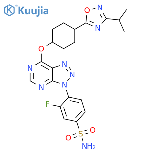 Benzenesulfonamide, 3-fluoro-4-[7-[[4-[3-(1-methylethyl)-1,2,4-oxadiazol-5-yl]cyclohexyl]oxy]-3H-1,2,3-triazolo[4,5-d]pyrimidin-3-yl]- structure