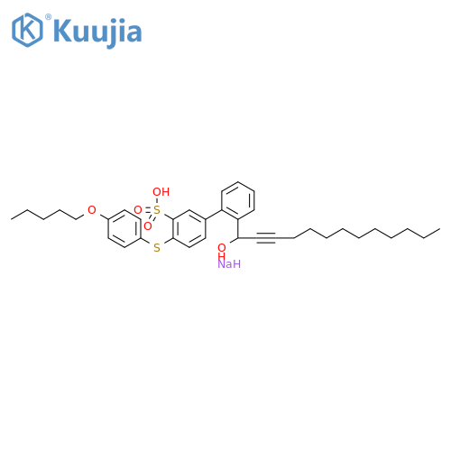 [1,1'-Biphenyl]-3-sulfonic acid,2'-(1-hydroxy-2-tridecynyl)-4-[[4-(pentyloxy)phenyl]thio]-, monosodiumsalt structure