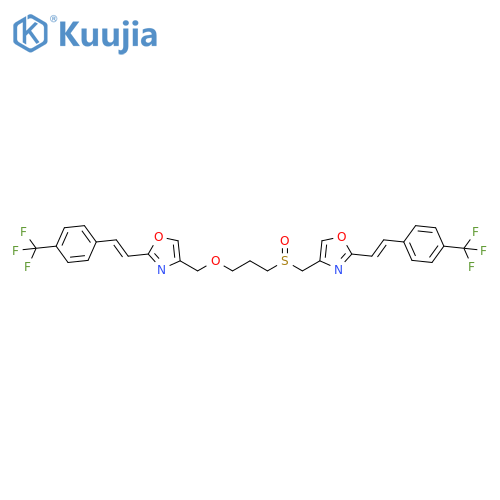 Oxazole,2-[(1E)-2-[4-(trifluoromethyl)phenyl]ethenyl]-4-[[[3-[[2-[(1E)-2-[4-(trifluoromethyl)phenyl]ethenyl]-4-oxazolyl]methoxy]propyl]sulfinyl]methyl]- structure