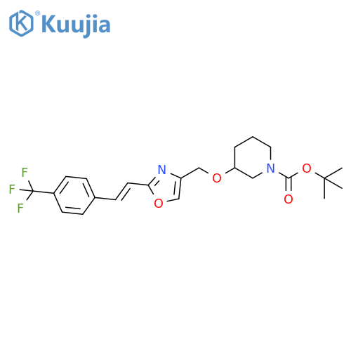 1-Piperidinecarboxylic acid,3-[[2-[(1E)-2-[4-(trifluoromethyl)phenyl]ethenyl]-4-oxazolyl]methoxy]-,1,1-dimethylethyl ester structure