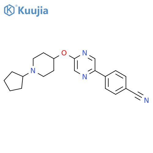 Benzonitrile, 4-[5-[(1-cyclopentyl-4-piperidinyl)oxy]pyrazinyl]- structure