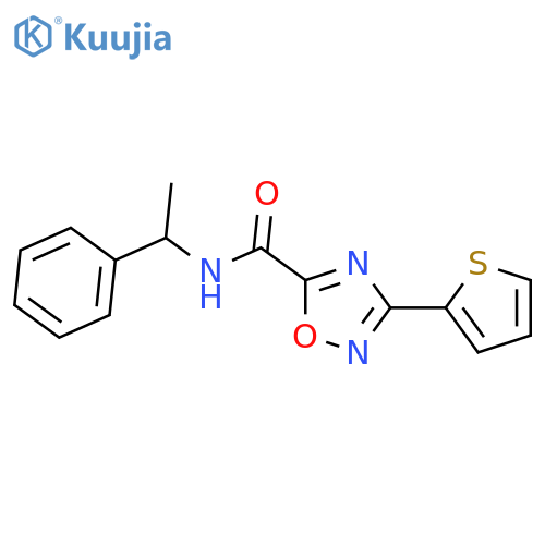 3-Thiophen-2-yl-[1,2,4]oxadiazole-5-carboxylic acid (1-phenyl-ethyl)-amide structure