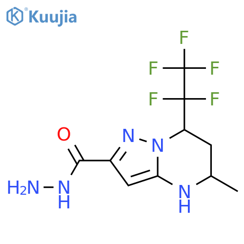 5-methyl-7-(1,1,2,2,2-pentafluoroethyl)-4H,5H,6H,7H-pyrazolo1,5-apyrimidine-2-carbohydrazide structure