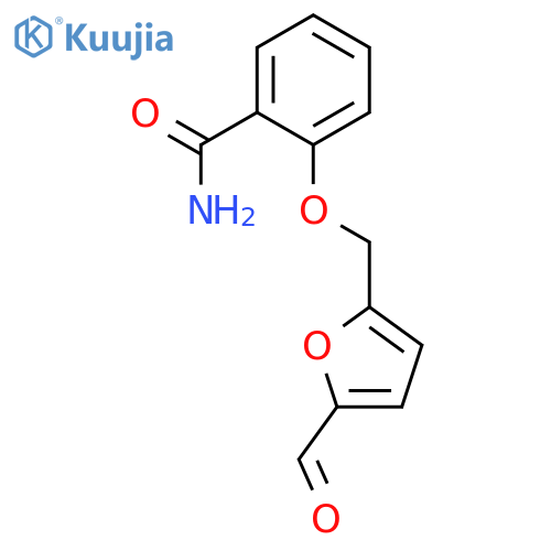 2-(5-formylfuran-2-yl)methoxybenzamide structure