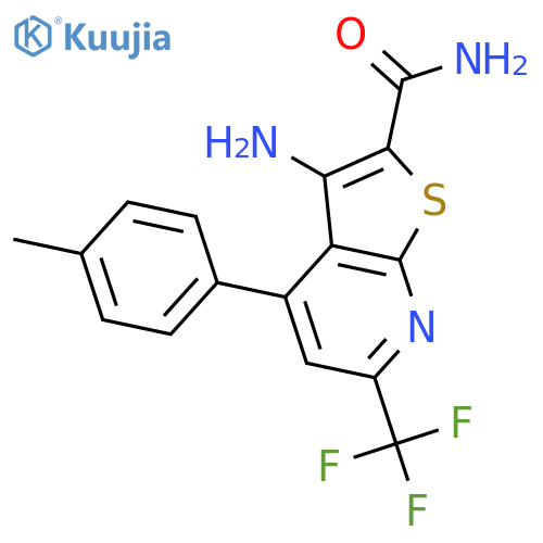 3-amino-4-(4-methylphenyl)-6-(trifluoromethyl)thieno2,3-bpyridine-2-carboxamide structure
