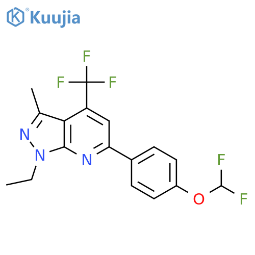 <br>6-(4-Difluoromethoxy-phenyl)-1-ethyl-3-methyl-4-trifluoromethyl-1H-pyrazolo [3,4-b]pyridine structure