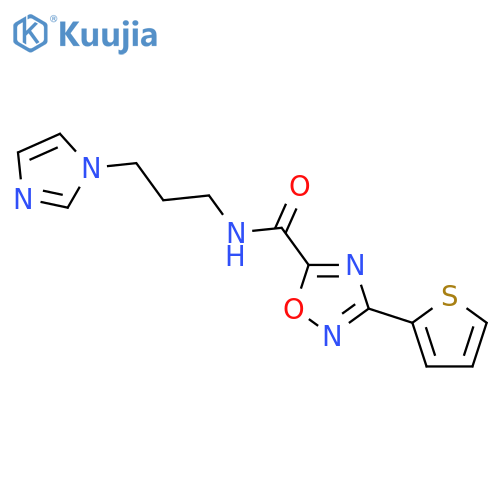 <br>3-Thiophen-2-yl-[1,2,4]oxadiazole-5-carboxylic acid (3-imidazol-1-yl-propyl )-amide structure