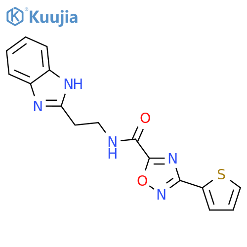 <br>3-Thiophen-2-yl-[1,2,4]oxadiazole-5-carboxylic acid [2-(1H-benzoimidazol-2- yl)-ethyl]-amide structure