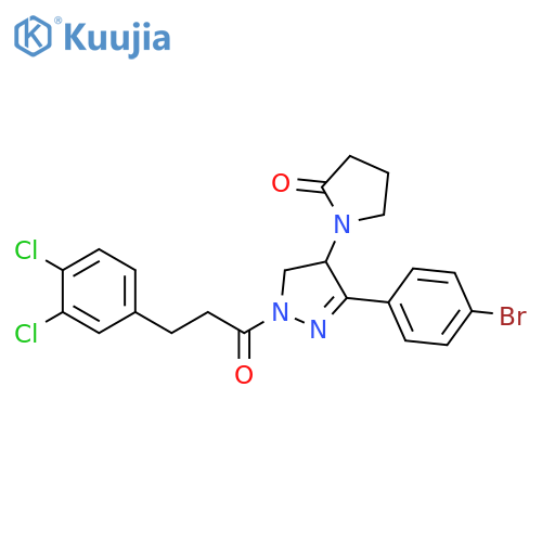 2-Pyrrolidinone, 1-[3-(4-bromophenyl)-1-[3-(3,4-dichlorophenyl)-1-oxopropyl]-4,5-dihydro-1H-pyrazol-4-yl]- structure