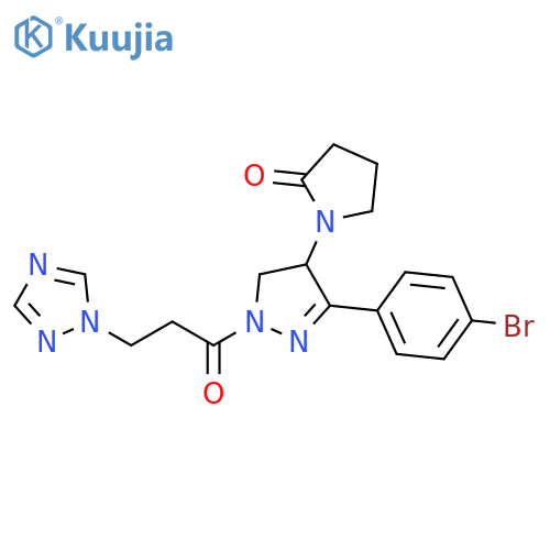 2-Pyrrolidinone, 1-[3-(4-bromophenyl)-4,5-dihydro-1-[1-oxo-3-(1H-1,2,4-triazol-1-yl)propyl]-1H-pyrazol-4-yl]- structure