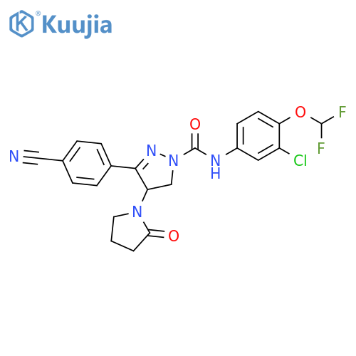 1H-Pyrazole-1-carboxamide,N-[3-chloro-4-(difluoromethoxy)phenyl]-3-(4-cyanophenyl)-4,5-dihydro-4-(2-oxo-1-pyrrolidinyl)- structure