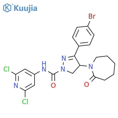 1H-Pyrazole-1-carboxamide, 3-(4-bromophenyl)-N-(2,6-dichloro-4-pyridinyl)-4-(hexahydro-2-oxo-1H-azepin-1-yl)-4,5-dihydro- structure