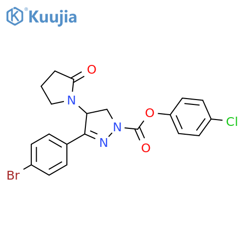 1H-Pyrazole-1-carboxylic acid,3-(4-bromophenyl)-4,5-dihydro-4-(2-oxo-1-pyrrolidinyl)-, 4-chlorophenylester structure