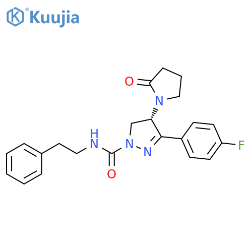 1H-Pyrazole-1-carboxamide, 3-(4-fluorophenyl)-4,5-dihydro-4-(2-oxo-1-pyrrolidinyl)-N-(2-phenylethyl)-, (4S)- structure