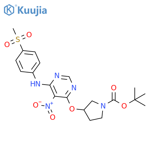 1-Pyrrolidinecarboxylic acid, 3-[[6-[[4-(methylsulfonyl)phenyl]amino]-5-nitro-4-pyrimidinyl]oxy]-, 1,1-dimethylethyl ester structure