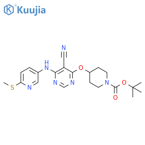 1-Piperidinecarboxylic acid,4-[[5-cyano-6-[[6-(methylthio)-3-pyridinyl]amino]-4-pyrimidinyl]oxy]-,1,1-dimethylethyl ester structure