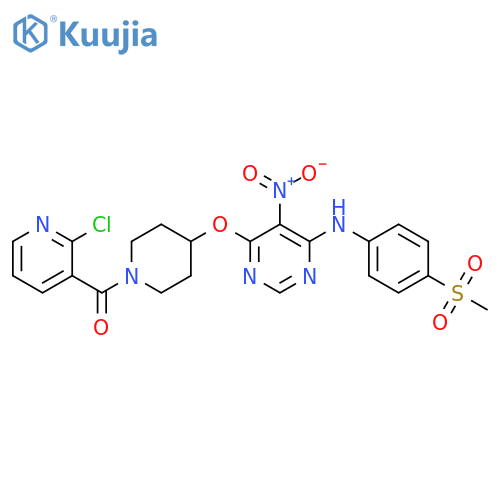 Methanone, (2-chloro-3-pyridinyl)[4-[[6-[[4-(methylsulfonyl)phenyl]amino]-5-nitro-4-pyrimidinyl]oxy]-1-piperidinyl]- structure