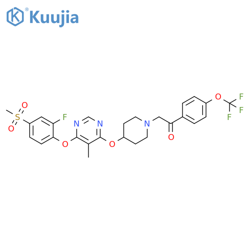 Ethanone,2-[4-[[6-[2-fluoro-4-(methylsulfonyl)phenoxy]-5-methyl-4-pyrimidinyl]oxy]-1-piperidinyl]-1-[4-(trifluoromethoxy)phenyl]- structure