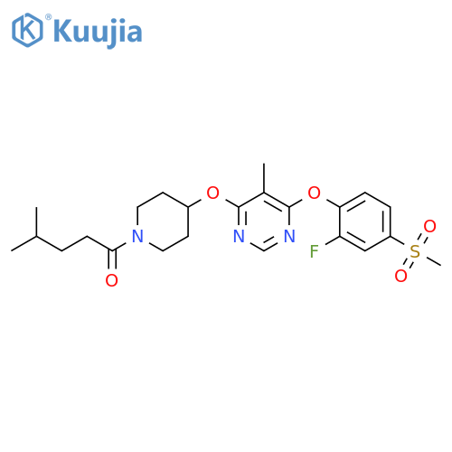 Piperidine,4-[[6-[2-fluoro-4-(methylsulfonyl)phenoxy]-5-methyl-4-pyrimidinyl]oxy]-1-(4-methyl-1-oxopentyl)- structure