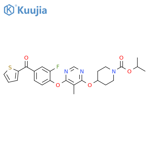 1-Piperidinecarboxylic acid,4-[[6-[2-fluoro-4-(2-thienylcarbonyl)phenoxy]-5-methyl-4-pyrimidinyl]oxy]-, 1-methylethyl ester structure