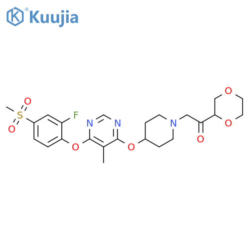 Ethanone,1-(1,4-dioxan-2-yl)-2-[4-[[6-[2-fluoro-4-(methylsulfonyl)phenoxy]-5-methyl-4-pyrimidinyl]oxy]-1-piperidinyl]- structure