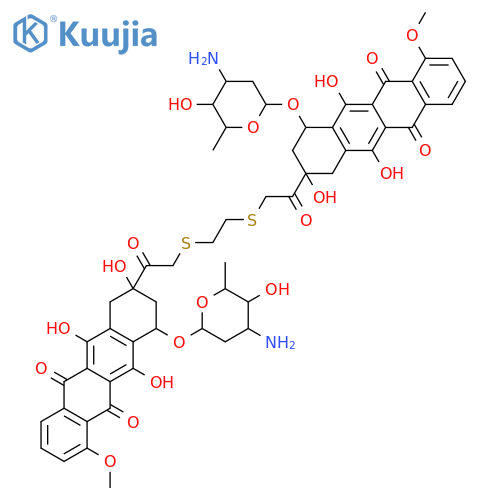 3-[({2-[(2-{4-[(3-amino-2,3,6-trideoxyhexopyranosyl)oxy]-2,5,12-trihydroxy-7-methoxy-6,11-dioxo-1,2,3,4,6,11-hexahydrotetracen-2-yl}-2-oxoethyl)sulfanyl]ethyl}sulfanyl)acetyl]-3,5,12-trihydroxy-10-methoxy-6,11-dioxo-1,2,3,4,6,11-hexahydrotetracen-1-yl 3-a structure