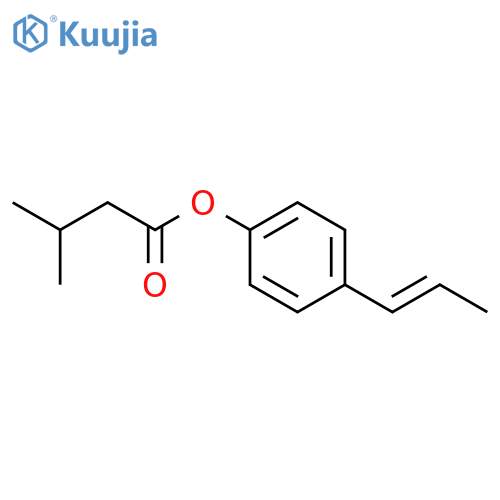 (E)-4-(1-propen-1-yl)phenyl 3-methylbutanoate structure