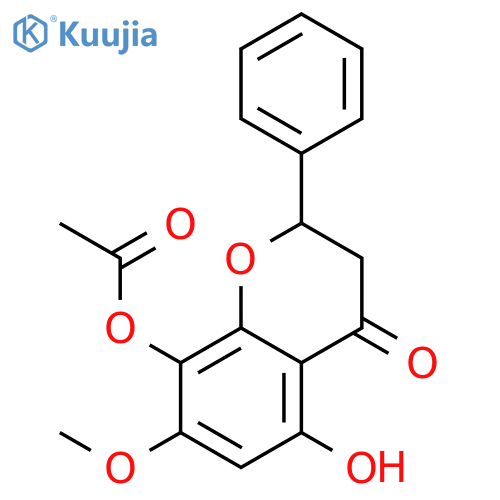 (2S)-5-hydroxy-7-methoxy-4-oxo-2-phenyl-3,4-dihydro-2H-chromen-8-yl acetate structure