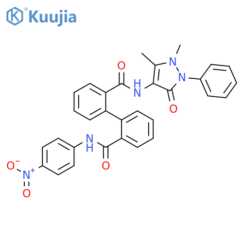 [1,1'-Biphenyl]-2,2'-dicarboxamide,N-(2,3-dihydro-1,5-dimethyl-3-oxo-2-phenyl-1H-pyrazol-4-yl)-N'-(4-nitrophenyl)- structure
