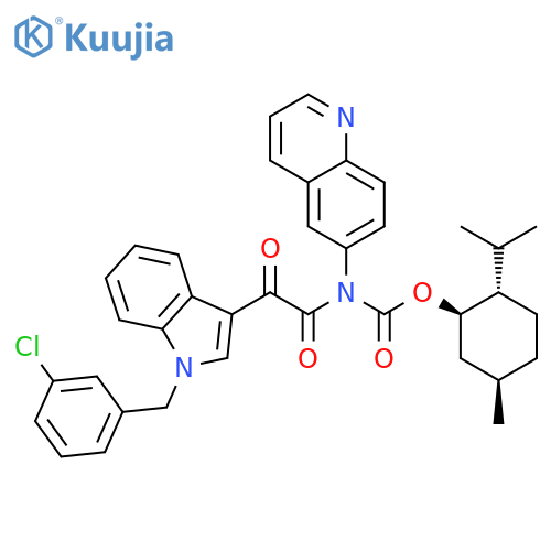 Carbamic acid,[[1-[(3-chlorophenyl)methyl]-1H-indol-3-yl]oxoacetyl]-6-quinolinyl-,(1R,2S,5R)-5-methyl-2-(1-methylethyl)cyclohexyl ester structure