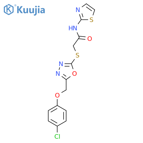 2-({5-(4-chlorophenoxy)methyl-1,3,4-oxadiazol-2-yl}sulfanyl)-N-(1,3-thiazol-2-yl)acetamide structure