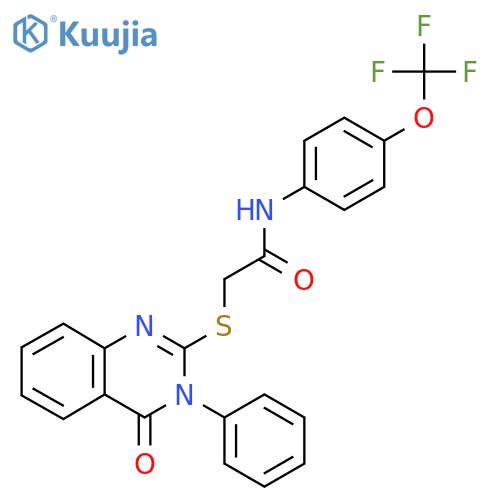 2-[(4-Oxo-3-phenyl-3,4-dihydroquinazolin-2-yl)sulfanyl]-N-[4-(trifluoromethoxy)phenyl]acetamide structure