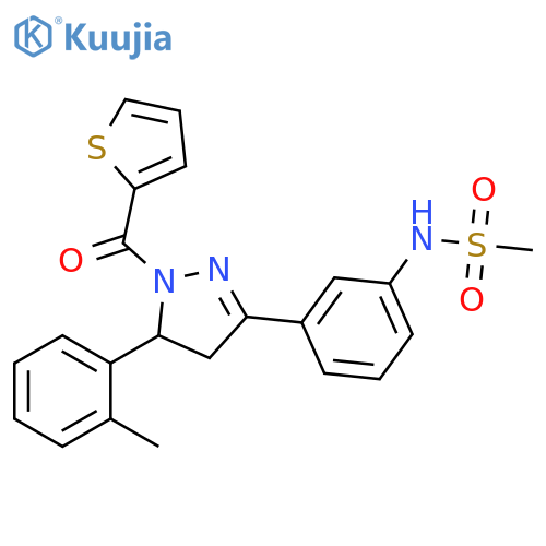 N-{3-5-(2-methylphenyl)-1-(thiophene-2-carbonyl)-4,5-dihydro-1H-pyrazol-3-ylphenyl}methanesulfonamide structure