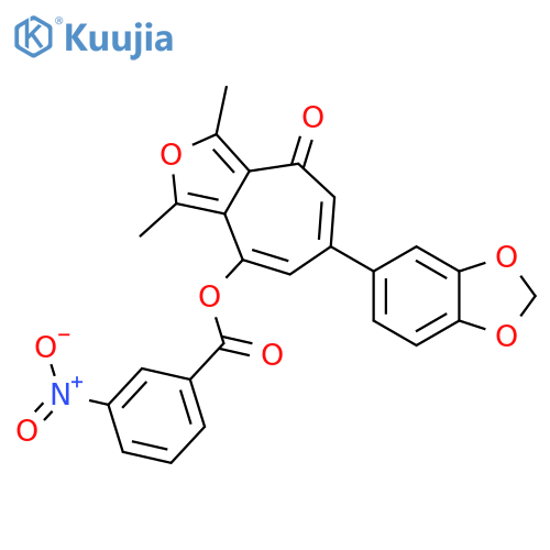 <br>3-Nitro-benzoic acid 6-benzo[1,3]dioxol-5-yl-1,3-dimethyl-8-oxo-8H-cyclohep ta[c]furan-4-yl ester structure