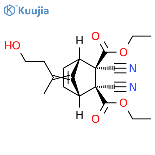 Bicyclo[2.2.1]hept-5-ene-2,3-dicarboxylic acid, 2,3-dicyano-7-(3-hydroxy-1-methylpropylidene)-, 2,3-diethyl ester, (1S,2R,3S,4R)-rel- structure