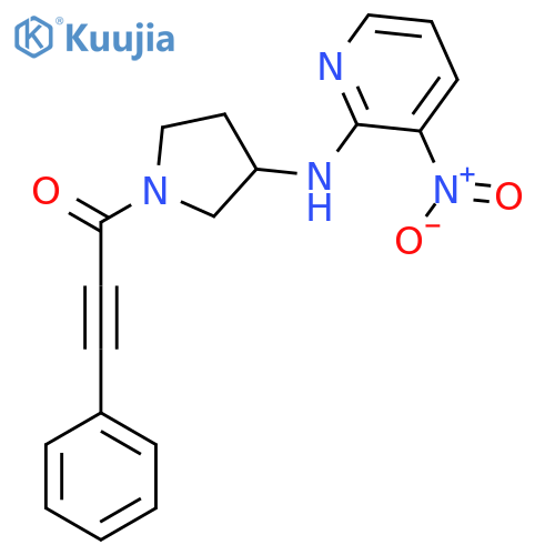 3-Pyrrolidinamine, N-(3-nitro-2-pyridinyl)-1-(1-oxo-3-phenyl-2-propynyl)- structure