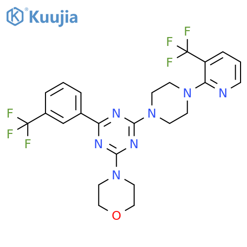 1,3,5-Triazine, 2-(4-morpholinyl)-4-[3-(trifluoromethyl)phenyl]-6-[4-[3-(trifluoromethyl)-2-pyridinyl]-1-piperazinyl]- structure