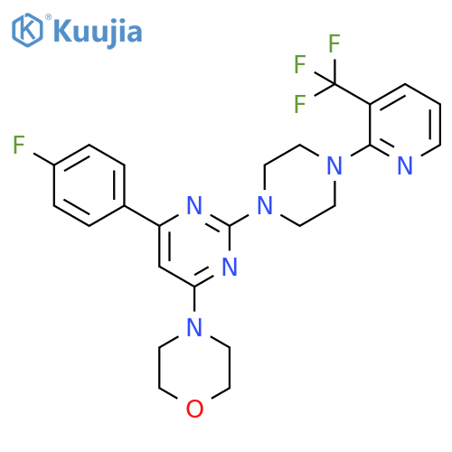Morpholine, 4-[6-(4-fluorophenyl)-2-[4-[3-(trifluoromethyl)-2-pyridinyl]-1-piperazinyl]-4-pyrimidinyl]- structure