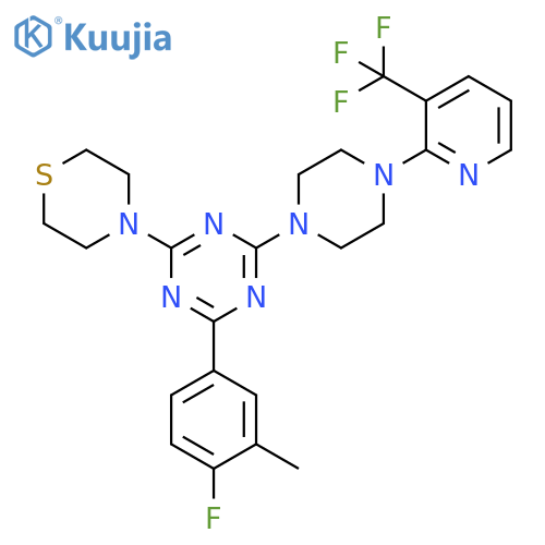 1,3,5-Triazine, 2-(4-fluoro-3-methylphenyl)-4-(4-thiomorpholinyl)-6-[4-[3-(trifluoromethyl)-2-pyridinyl]-1-piperazinyl]- structure