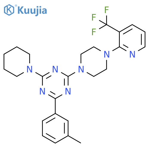 1,3,5-Triazine, 2-(3-methylphenyl)-4-(1-piperidinyl)-6-[4-[3-(trifluoromethyl)-2-pyridinyl]-1-piperazinyl]- structure
