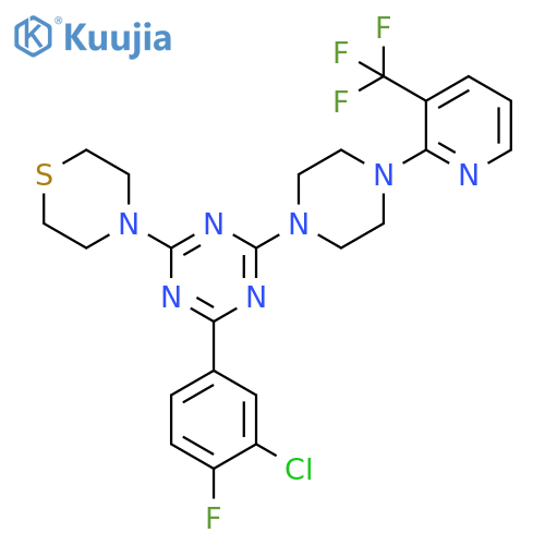 1,3,5-Triazine, 2-(3-chloro-4-fluorophenyl)-4-(4-thiomorpholinyl)-6-[4-[3-(trifluoromethyl)-2-pyridinyl]-1-piperazinyl]- structure
