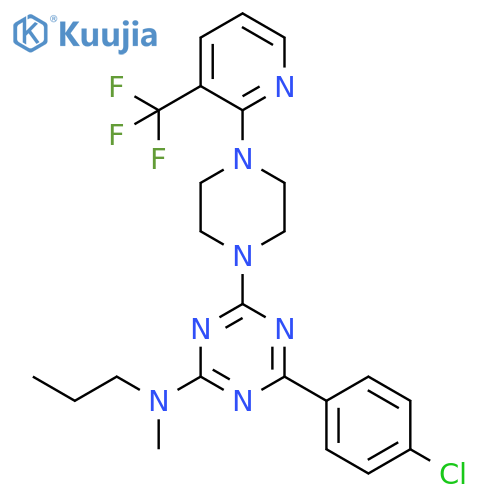 1,3,5-Triazin-2-amine, 4-(4-chlorophenyl)-N-methyl-N-propyl-6-[4-[3-(trifluoromethyl)-2-pyridinyl]-1-piperazinyl]- structure