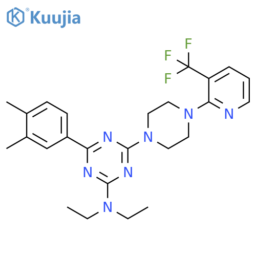 1,3,5-Triazin-2-amine, 4-(3,4-dimethylphenyl)-N,N-diethyl-6-[4-[3-(trifluoromethyl)-2-pyridinyl]-1-piperazinyl]- structure