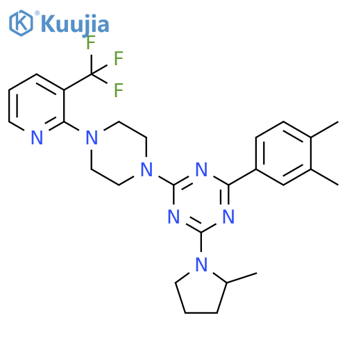 1,3,5-Triazine, 2-(3,4-dimethylphenyl)-4-(2-methyl-1-pyrrolidinyl)-6-[4-[3-(trifluoromethyl)-2-pyridinyl]-1-piperazinyl]- structure
